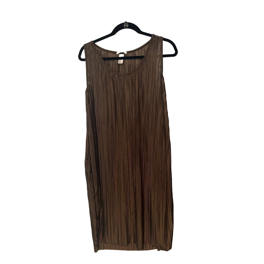 H&M Medium Metallic Gray Crewneck  Midi Dress